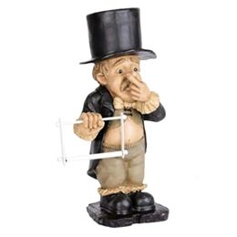 Decorative Objects Figurines Toilet Desktop Decor Funny Creative Spoof Paper Holder Statue Cute Resin Butler Shape Tissue Stand Rack Sculpture 231204