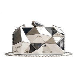 Evening Bags Women Handbags Metal High Quality Hexagon Clutches Fashion Geometric Mini Party Black Evening Purse Silver Bags Gold Box Clutch 231204