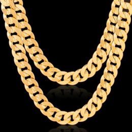 Mens 14k Yellow Gold Plated 24in Italian Cuban Chain Necklace 10 MM268i