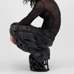 Women's Jeans Streetwear Black Punk Men 2023 American INS Fashion Casual Wide Leg Trousers Hip Hop Baggy Women Cargo Pants