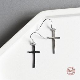 Stud Real 925 Sterling Silver 100% Simple Gothic Cross Earrings For Women Jewellery Party Ear Studs Girl Gifts OrnamentsStud281B