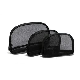 Women mesh fashion makeup case 3pcs set vanity cosmetic case makeup Organiser bag toiletry clutch pouch boutique253S