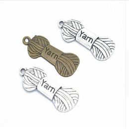 100PCS lot Antique Silver Bronze Yarn Skein Knit Charms Pendant for Jewellery Making Bracelet Accessories DIY 31x12mm226P