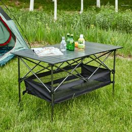 Camp Furniture 1-piece Folding Outdoor Table With Carrying Bag Lightweight Aluminum Roll-up Rectangular For Camping Picnics Beach BBQ