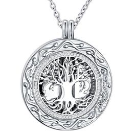 Tree of Life Round Cremation Urn Necklace - Cremation Jewelry Ashes Memorial Keepsake Pendant - Funnel Kit Included290j