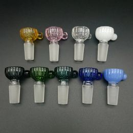 Coloured Clear Glass Bowl 14mm 18mm Male Hookah Bowls Piece Frosted Joint Thick Funnel Nail Pipe For Water Bong ZZ