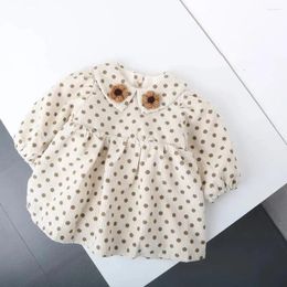 Girl Dresses 2023 Spring Plus Velvet Warm Princess Style Polka Dot Dress Baby Corduroy Pullover 2 To 7 Years Old