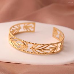 Bangle Stainless Steel Bracelet For Women Gold Plated Open Adjustable Luxury Bangles Wedding Aesthetic Jewellery Pulseras Mujer