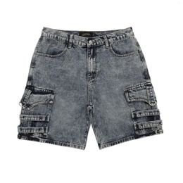 Men's Shorts Denim Mens Bandage Pocket Cargo Jeans Streetwear Hip Hop Y2K Casual Short Pants Unisex