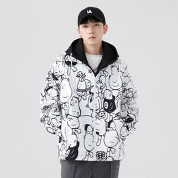 Hooded Designer Casual Jacket Men's Hooded Coat Trendy Cardigan Loose Men's Tops Spring and Autumn Varsity Sports Man College Baseball Jacket Printed Outerwear Coats