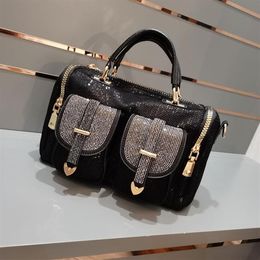 Evening Bags Luxury Rhinestone Women's Bag Ita Shining Sequines Crossbody Shoulder Large Capacity Black Sac Top Handle Handba259l