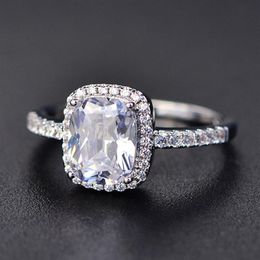 925 Sterling Silver Moissanite Certified Diamond Wedding Ring for Women Engagement Square Colored Gemstone Zircon Fashion Rings2104