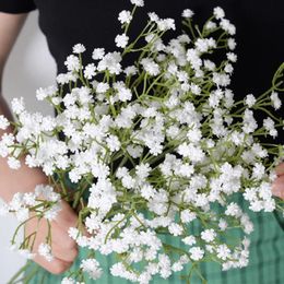 Decorative Flowers Wreaths 52cm White Gypsophila Artificial Wedding DIY Bouquet Decoration Arrangement Plastic Babies Breath Fake Flower Home Decor 231202