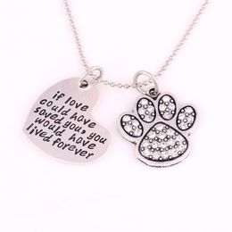 HS29 If love could have saved you you would have lived forever heart charm Crystal Alloy fit for DIY Dog or Cat or Bear Pet neckla2029