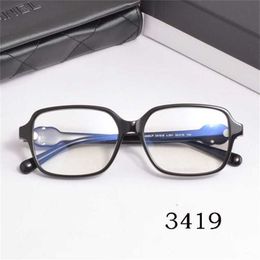 Sunglasses New High Quality Xiaoxiang Same Small Box 3419 Plate Eyeglasses Frame Can Be Equipped with Myopia Flat Anti Blue Light Glasses