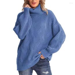 Women's Sweaters Women Turtleneck Knitted Sweater 2023 Autumn Winter Bat Long Sleeve Warm Woven Jumpers Female Solid Colour Casual Loose