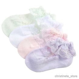 Kids Socks Summer Mesh Thin Cotton Girl Socks with Ruffle Lace Flower Princess Transparent Anti-slip White Stitch Socks for Kids Newborn R231204