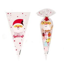 Cake Tools 100pcs Christmas Xmas Cellophane Cello Cone Bags Gift Party Treat Kids Sweet Candy with Twist Ties Decoration 231202