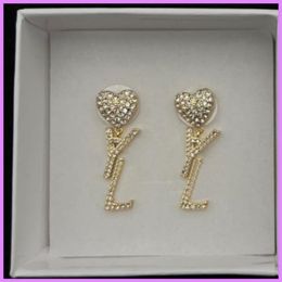 New Women Diamonds Earrings Designer Womens Letters Gold Earring Heart Designers Jewellery High Quality Mens For Gifts Party Wedding301H