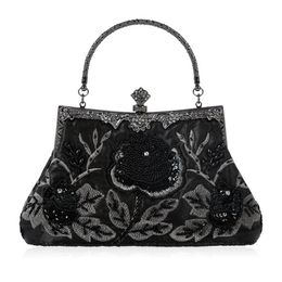 Elegant Frame Women Formal Beaded Evening Purses And Handbags Bridal Sequins Clutch Bag Cocktail Party Duffel Bags251S