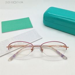 New fashion design women optical glasses 2125 small oval shape metal half frame simple and elegant style clear lenses eyewear top quality