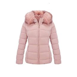 Womens Lightweight Puffer Jacket, Winter Coats for Women Warm Quilted Bubble Padded Hood Coat with Faux Fur Collar 743