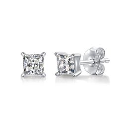 stud earring D Colour Princess Cut Moissanite Earring s925 Sterling Sliver Plated with 18k White Gold Earrings for Women Fine Jewel258a