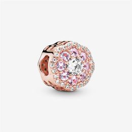 New Arrival 100% 925 Sterling Silver Pink Sparkle Flower Charm Fit Original European Charm Bracelet Fashion Jewellery Accessories250u