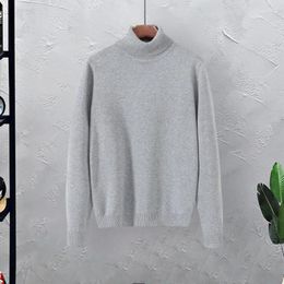 Men's Sweaters Men Elastic Cuff Jumper High Neck Turtleneck Pullover Sweater For Solid Color Knitwear Autumn Winter Long Foreign