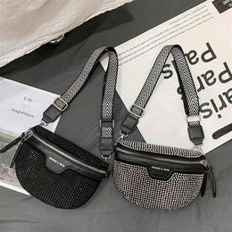 Rhinestone Fanny Pack Female Belt Bag Luxury Leather Waist Pack and Phone Pack Women Shoulder Crossbody Chest Bags Waist Bag 22062331A