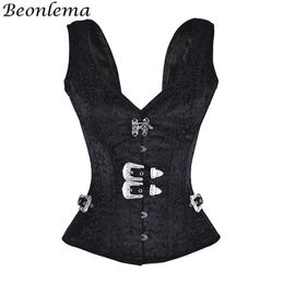 Other Panties Beonlema Black Gothic Corset Sexy Bustier Women Steel Bone Steampunk Corsets Overbust Goth Korse Top Vintage Femme Corselet 231204