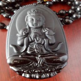 Buddha Pendant Natural obsidian Vintage Necklace Black Buddha Head Pendant For women&men Jade Jewelry170L