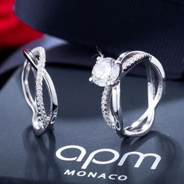 New Real 925 Sterling Silver Wedding Ring Set for Women Silver Wedding Engagement Jewelry Whole N50302q