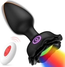 Anal Toys LED Colourful Light Plug Vibrator Butt for Women Men Prostate Massager Wireless Remote Control Buttplug Adults Sex 231204