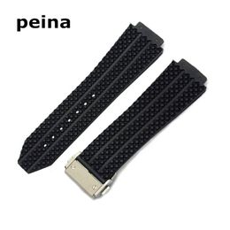 25 mm X 19mm New High Quality Black Tire Diver caoutchouc de Silicone bracelet bracelet208J