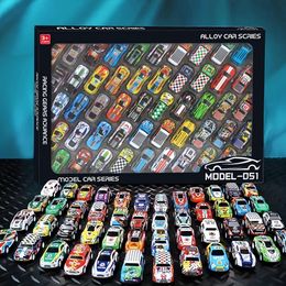 Aircraft Modle 50PCS 3 inch Toys Set Friction Power Alloy Casting Mini Race car with Play Mat Metal toys for Toddler 4 231204