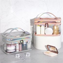 HBP Cosmetic Bag Portable Transparent Makeup Bag Storage Case Handbag for Toiletries Cosmetics Black Pink Silver194Z