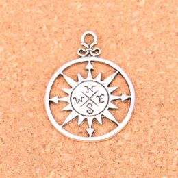 34pcs Antique Silver Plated compass Charms Pendants for European Bracelet Jewellery Making DIY Handmade 36 27mm225c