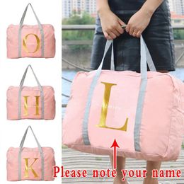 Duffel Bags Customise Any Name Travel Bag Women Handbag Luggage Large Capacity Gadget Organiser Foldable Letter Pink Tote Accessories