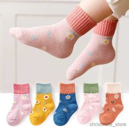 Kids Socks 5 Pairs/Lot Children's Cotton Socks Teens Boy Girl Baby Fashion Soft Cute Cartoon Warm Socks Set For Autumn Winter 1-12Y Kids CN R231204