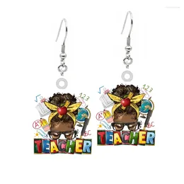 Dangle Earrings Teacher Mom Acrylic Charms Drop Earring Epoxy Teach Love Women Girls Party Jewellery Gifts Wholesale