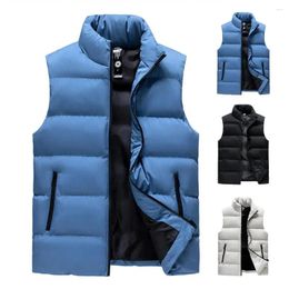 Men's Vests Sleeveless Vest Winter Windproof Padded With Stand Collar Zipper Closure Thickened Waistcoat For Neck