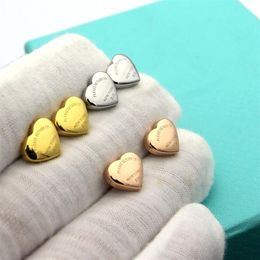 Womens T Letter Heart earrings Studs Designer Jewellery mens Arcuate surface Studs gold silvery rose gold Full Brand as Wedding Chri291g