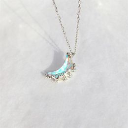 Pendant Necklaces Glowing Discoloration Moon Chain Necklace Korea Creative Luminous Stone Charm For Women Choker Wedding Party Jew197P