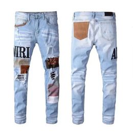 Pants Men's Women's Fashion New Men's Jeans Eyelets, Light Blue, Dark Gray, Italian Famous Brand, Streetwear, Denim, Skinny Slim Straight Leg Biker Jeans, D2 Top Quality