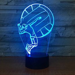 Night Lights Play Basketball Volleyball Golf Acrylic 3d Night Light Led Colourful Remote Control Table Lamp USB Room Decor Birthday Gifts YQ231204