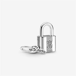 100% 925 Sterling Silver Padlock and Key Dangle Charms Fit Original European Charm Bracelet Fashion Wedding Engagement Jewellery Acc328I