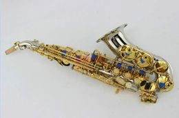 MARGEWATE Soprano Saxophone Nickel Body Gold Key B Flat Soprano Sax Musical Instrument with Accessories