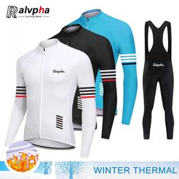 Cycling Jersey Sets Raphaful Winter Thermal Fleece Cycling Clothes Men's Jersey Suit Outdoor Riding Bike Clothing Bib Pants Set Ropa Ciclismo 231204