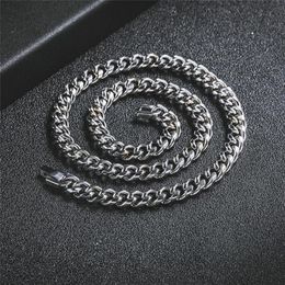 Chains Width 6 8mm Curb Cuban Link Chain Necklace For Men Women Punk Basic Stainless Steel Necklaces Silver Colour Choker Jewelry267m